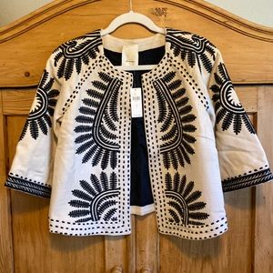 Anthropologie Elevenses Embroidered Bolero Jacket